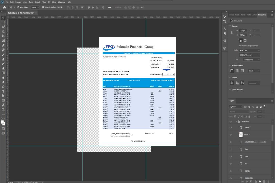 Modèle Word et PDF de relevé de compte d'entreprise de la Banque de Fukuoka template Modèle Word et PDF de relevé de compte d'entreprise de la Banque de Fukuoka template